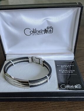 Colibri of London Men's Sterling Silver & Stainless Steel Cable Bracelet
